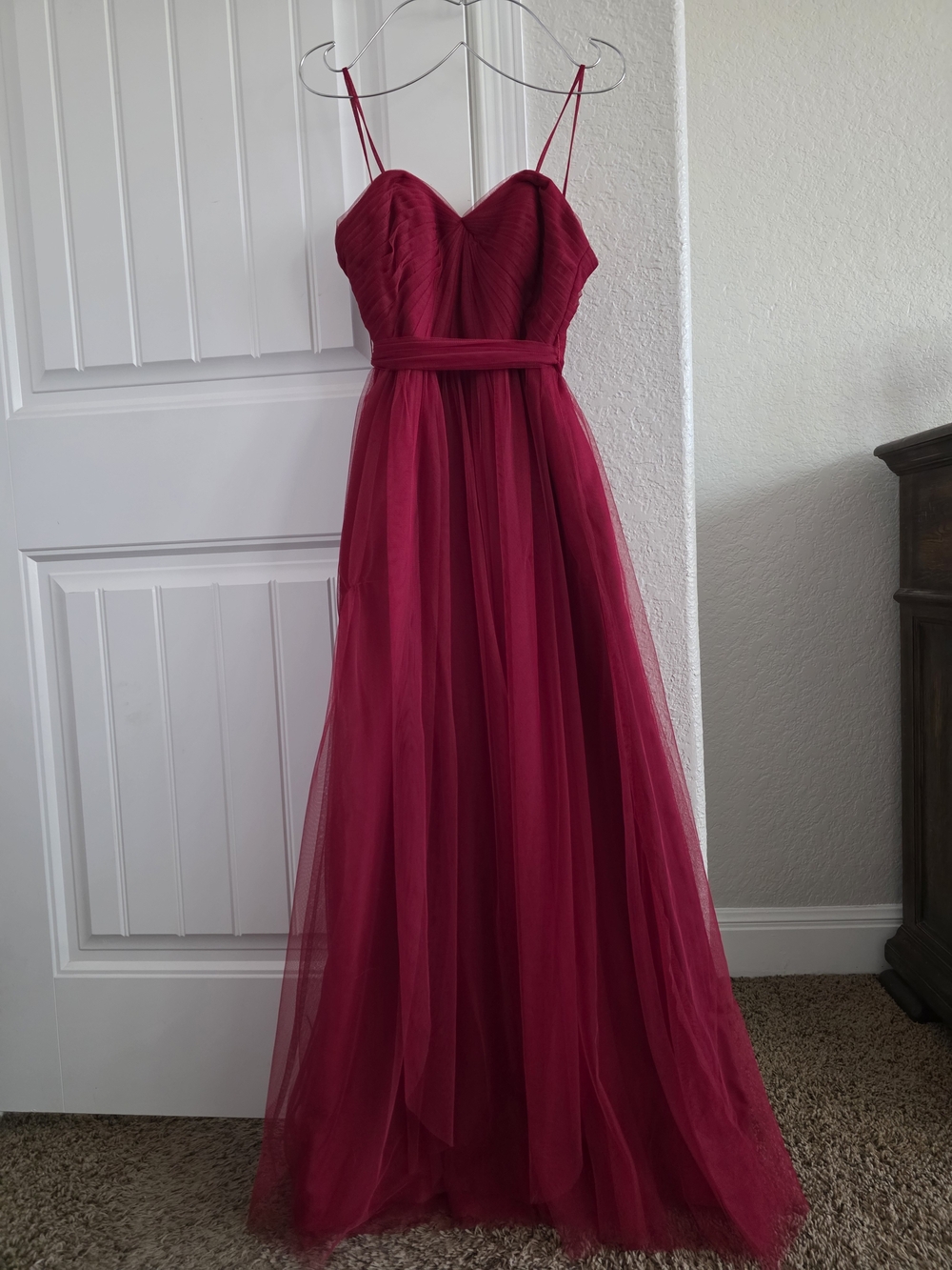 Wtoo Fuchsia Spaghetti-Strap Tulle Maxi Dress